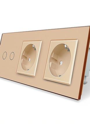 Сенсорний прохідний вимикач 2 сенсора 2 розетки livolo золото ...