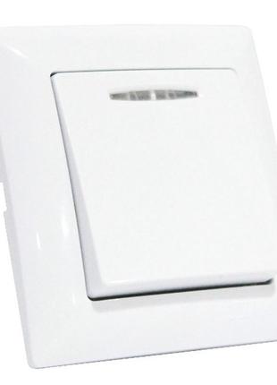Вимикач 1-клавішний з підсвіткою білий tina