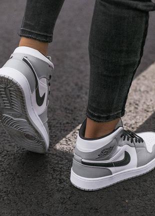 👟nike air jordan 1 retro smoke grey (серые с белым)3 фото