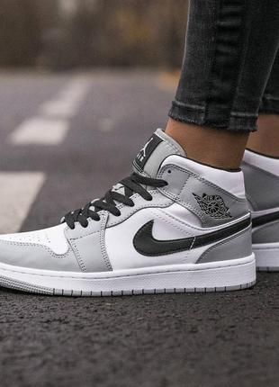 👟nike air jordan 1 retro smoke grey (серые с белым)