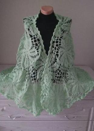 Шаль "мята". ангора. ручная работа.handmade