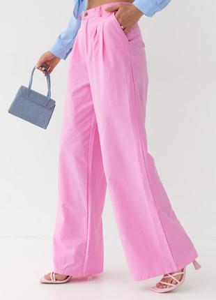 Женские качественные летние розовые широкие брюки палаццо брюки молодежные лето2 фото