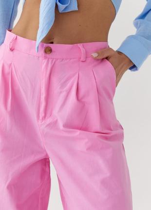 Жіночі якісні літні рожеві широкі штани палаццо брюки молодіжні літо m l6 фото