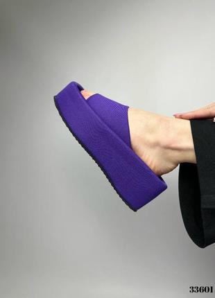 ▪️женские новые фиолетовые босоножки высокая танкетка платформа подошва шлепки сандали слайдеры шлепанцы сабо текстиль 36 37 38 39 40 41 размер2 фото