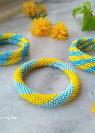 Жовто-сині браслети з бісеру1 фото
