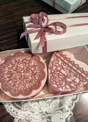 Набор мыла"лавандовые кружева", lavender soap,подарки для любимых,для нее