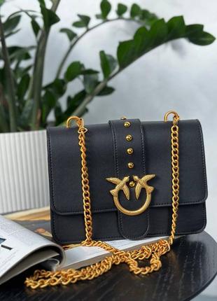 Сумка для дівчини 👜 pinko classic love bag icon simply black/gold люкс якість