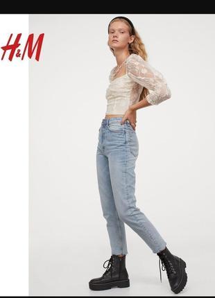 Брендовий кроп-топ блуза divided by h&amp;m квіти мереживо етикетка2 фото