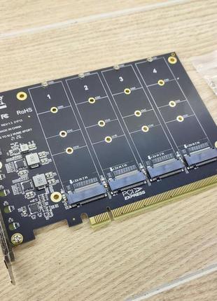 Плата розширення pcie x16 для ssd m.2 nvme для чотирьох дисків
