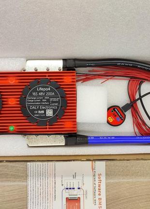 Плата smart bms daly lifepo4 16s 48 вольтів 200a з bluetooth