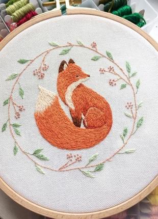 Red fox embroidery hoop | вишивка лисиця1 фото