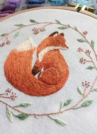 Red fox embroidery hoop | вишивка лисиця2 фото