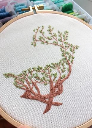 Deer embroidery hoop | вышивка3 фото