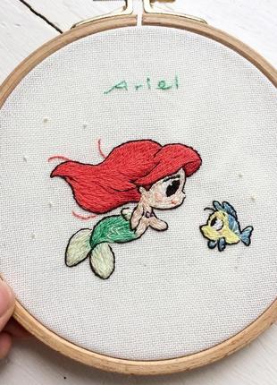 Disney ariel embroidery hoop | вишивка русалочка аріель1 фото