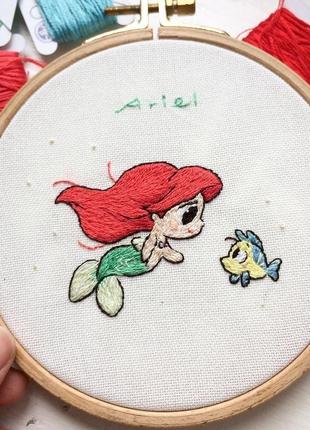 Disney ariel embroidery hoop | вишивка русалочка аріель2 фото