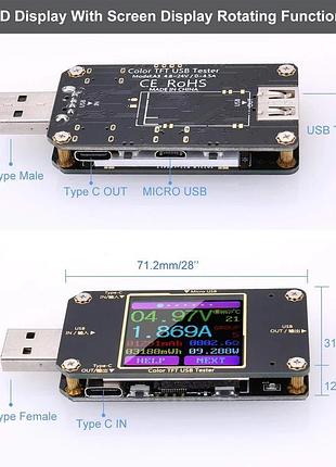 Usb тестер, амперметр вольтметр ut21 з bluetooth