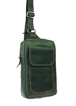 Сумка чоловіча слінг на плече бананка зелений