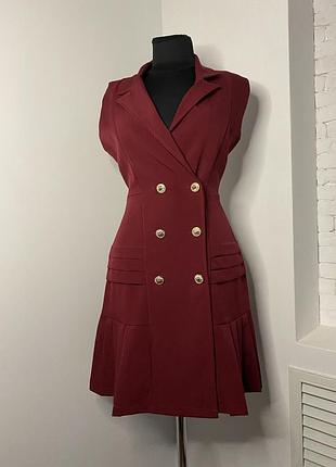 Платье пиджак бордовое