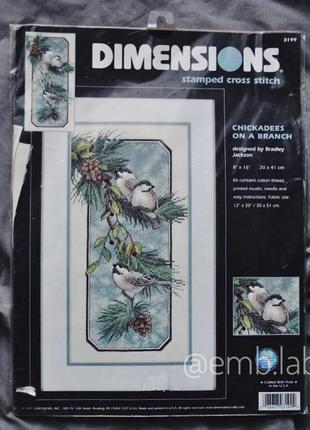 Набір для вишивання хрестиком "chickadees on a branch"dimensions1 фото