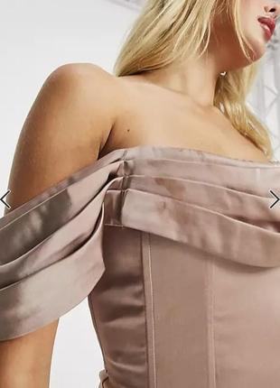 Розпродаж сукня lavish alice міді корсетне asos з ефектом плечей що впали3 фото
