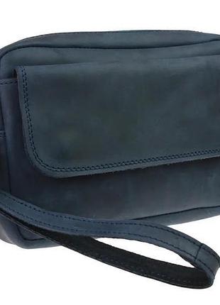 Сумка женская кожаная маленькая клатч синяя