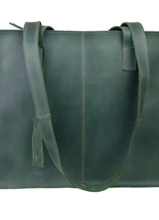 Сумка жіноча шкіряна велика шопер зелена