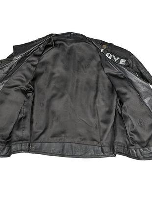 Вінтажна 80'х жіноча трендова чорна шкіряна куртка косуха з ручним розписом10 фото