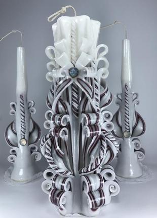 Свечи в наборе "нотки бургунди" для подарка или свадьбы1 фото