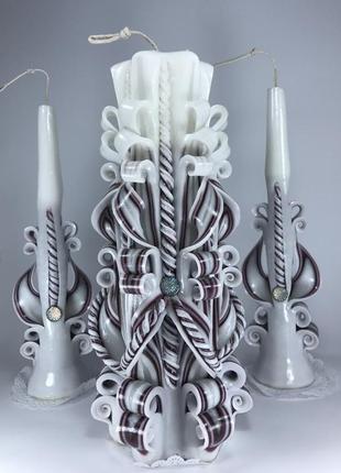 Свечи в наборе "нотки бургунди" для подарка или свадьбы2 фото