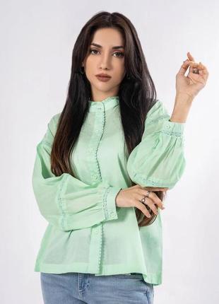 Mak alkaram невероятная натуральная мятная рубашка блуза блузка вышиванка вышивка, р.xs