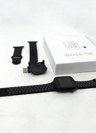 Умные смарт часы smart watch t55 с 2 ремешками, поддержка звонков, спортивные режимы, влагозащита ip 67 nbm