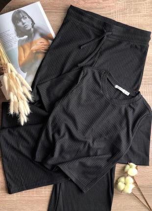 Літній костюм топ футболка штани широкі кюлоти