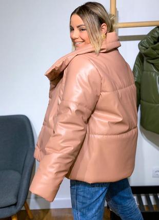 Дута об'ємна куртка з еко-шкіри3 фото