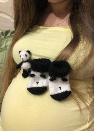 Игрушка панда мягкая ангора для новорожденного набор для фотосессии7 фото