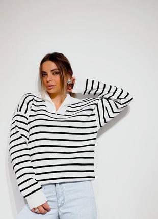 Смугастий светр зі змійкою2 фото