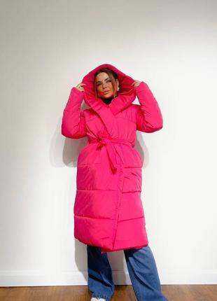 Жіноча зимова тепла довга куртка з капюшоном2 фото