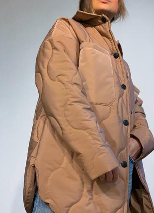 Жіноча стьобаний куртка-сорочка5 фото