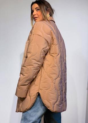 Жіноча стьобаний куртка-сорочка7 фото