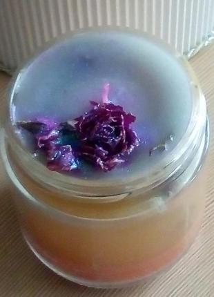 Свічка аромат ванілі і цитрус з пелюстками троянд