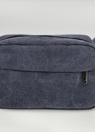 Поясная сумка мужская текстильная городская темно-синяя