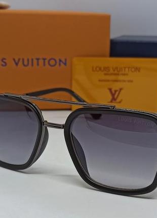 Окуляри брендові чоловічі сонцезахисні сірий градієнт в чорно сірій оправі