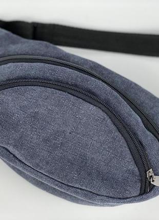 Поясная сумка мужская городская текстильная синяя1 фото