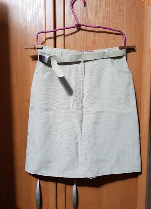 Стильные бежевые юбка-шорты, спереди юбка сзади шорты, натур ткань3 фото