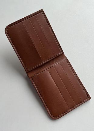 Маленький шкіряний коричневий чоловічий гаманець3 фото