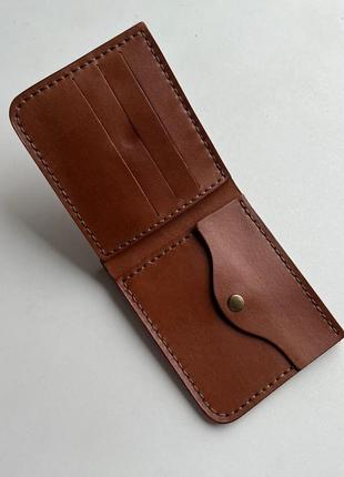Маленький шкіряний коричневий чоловічий гаманець2 фото