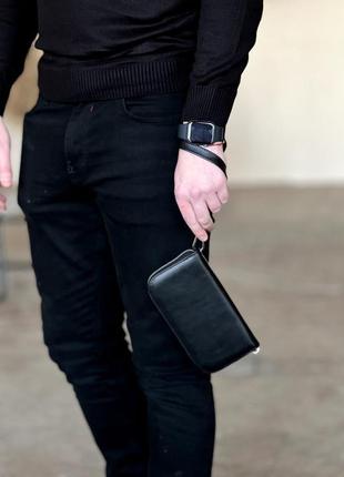 Чоловіче шкіряне портмоне гаманець на блискавці