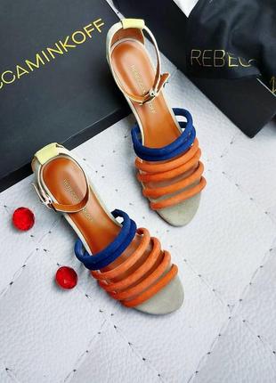 Rebecca minkoff оригинал сине-оранжевые замшевые босоножки сандалии2 фото