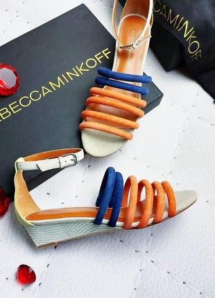 Rebecca minkoff оригинал сине-оранжевые замшевые босоножки сандалии1 фото