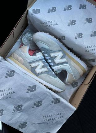 Жіночі кросівки нью беланс 574 / new balance 574 gray yellow8 фото