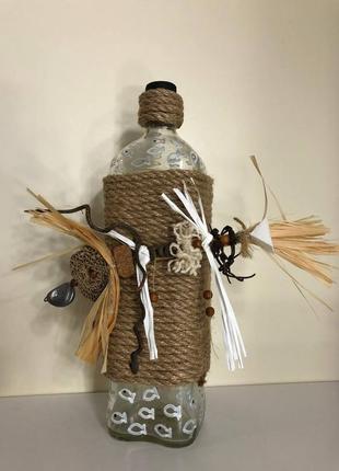 Декоративна скляна пляшка “straw fish”1 фото
